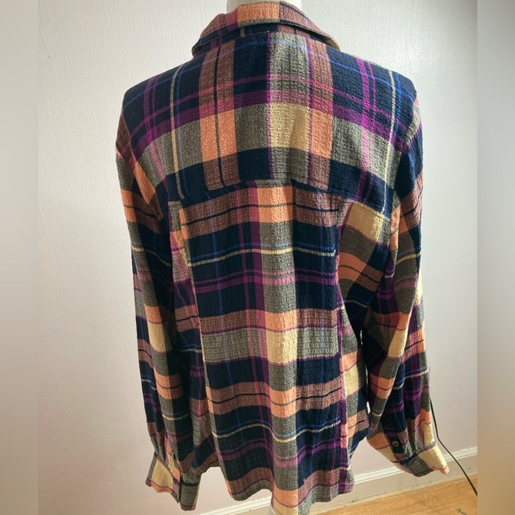 Anthropologie/PILCRO Gauze Plaid Ruched Button Down Shirt - Picture 6 of 13